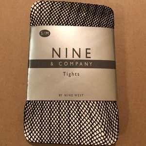 New Nine & Co black mesh fishnet tights hosiery stockings size S M NWT